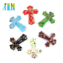 Handmade Gold Sand Lampwork Glass Cross Pendant 12pcs/box, MC0092